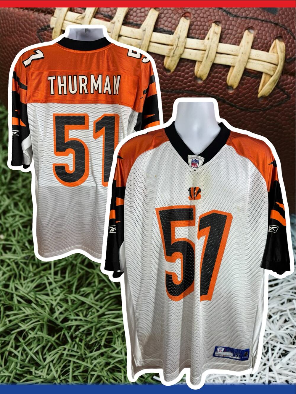 Vintage Reebok Cincinnati Bengals Odell Thurman Football Jersey Mens XL